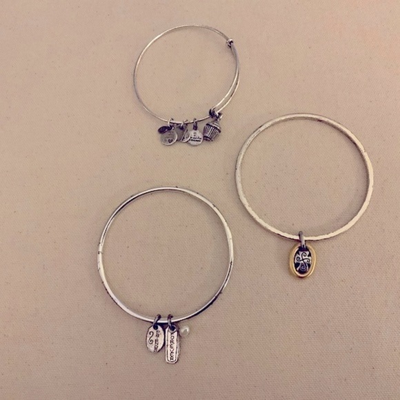 Brighton and Alex & Ani Silver Bangle Bracelets Cross, Cupcake, Friends Forever - Picture 1 of 16